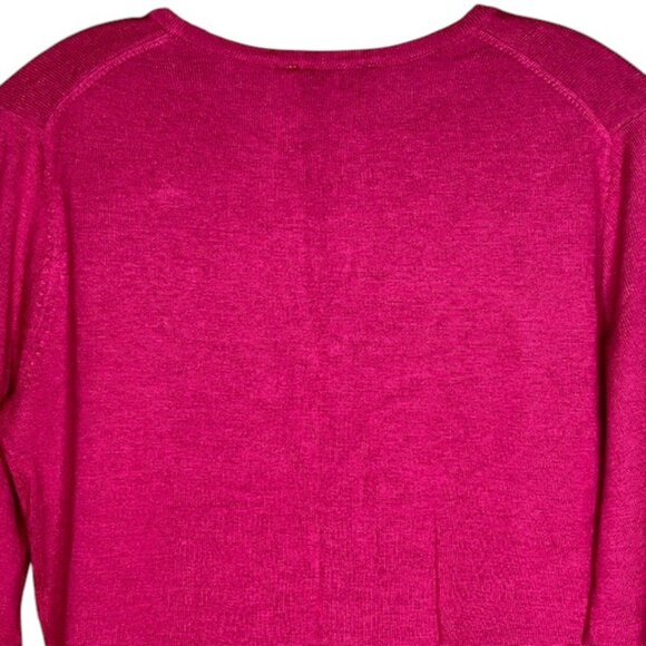 Talbots Silk Blend Notched Neckline Cardigan - Magenta - M - Picture 5 of 9
